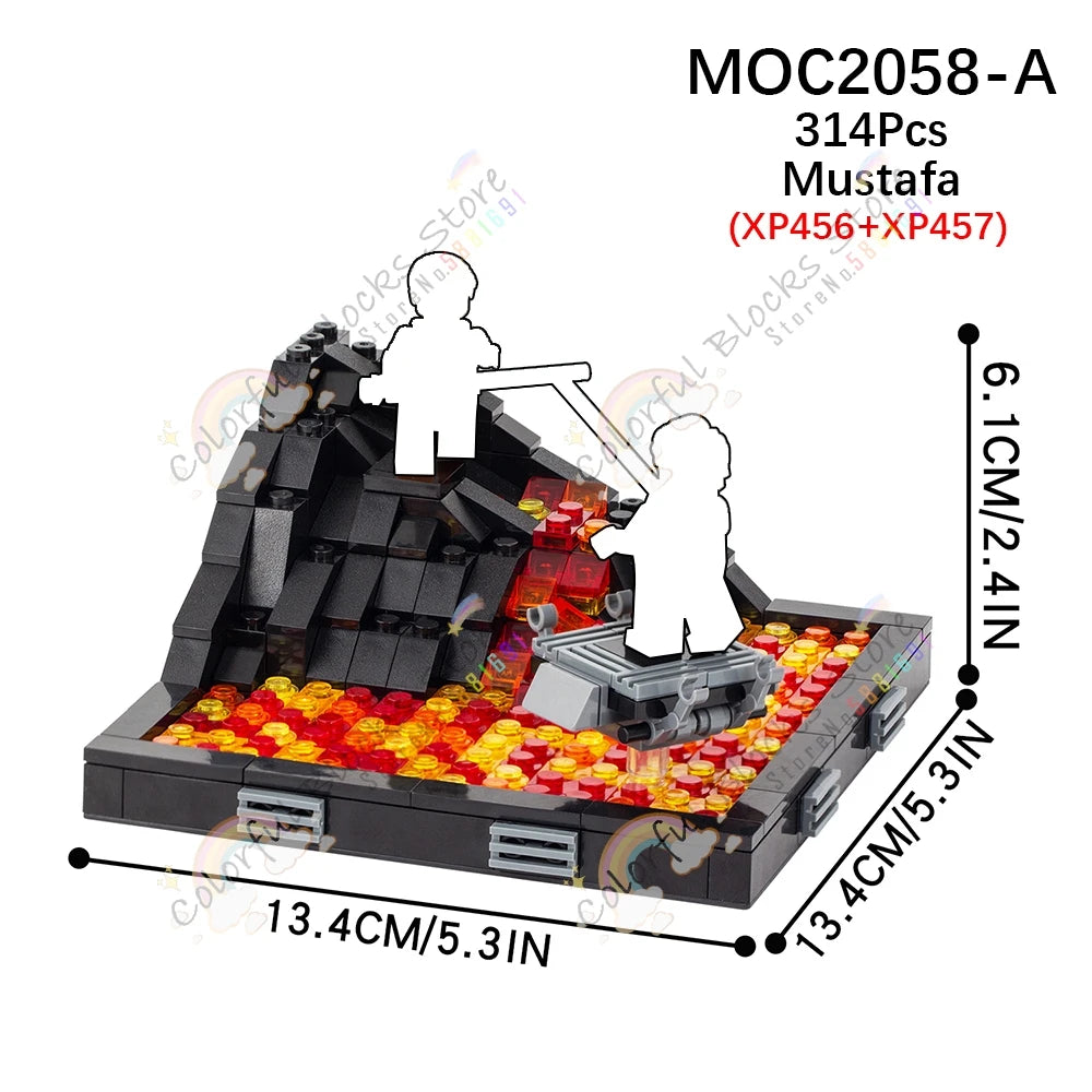 Diorama Volcánico de Duelo – Escenario de Mustafar | MOC Decorativo Coleccionista
