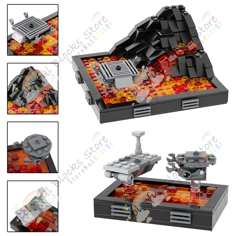 Diorama Volcánico de Duelo – Escenario de Mustafar | MOC Decorativo Coleccionista