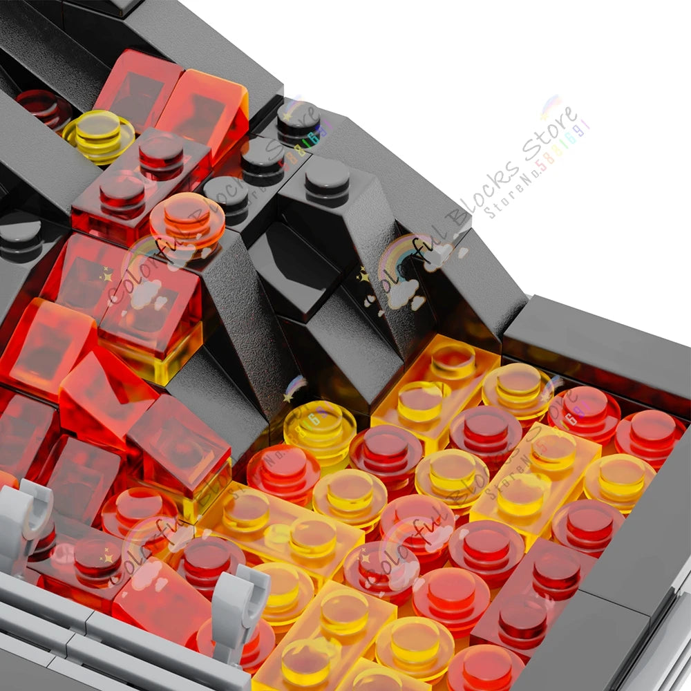 Diorama Volcánico de Duelo – Escenario de Mustafar | MOC Decorativo Coleccionista